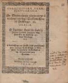 Christophora Warszewickiego. Do Wielmożnego oświeconego a niezwyciężonego Steffana Krola Polskiego etc. Oratia : O zgodzie, ktora sie stała z Janem Wielkim Kniazem Moskiewskim w Zabłociu 15. dnia Stycznia.