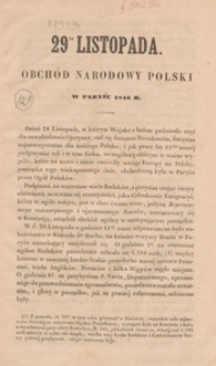 29ty listopada : obchód narodowy polski w Paryżu 1846 r.