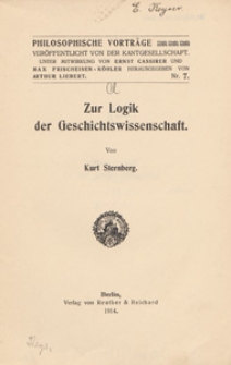 Zur Logik der Geschichtswissenschaft