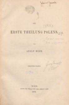 Die erste Theilung Polens. Bd. 1
