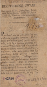 Bezstronne Uwagi Nad mową J. W. Jezierskiego Kasztelana Łukowskiego, mianą na Seymie dnia 15. Grudnia 1789. przeciwko Mieszczanom