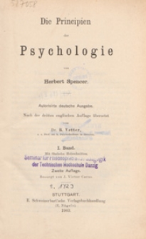 Die Principien der Psychologie. Bd. 1