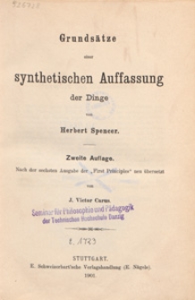 Grunds&auml;tze einer synthetisschen Auffassung der Dinge