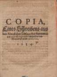 Copia Eines Schreibens aus dem Königlichen Feldlager bey Kamienietc von dato 22. Septembr: aussm Lateinischen ins Deutsch transferiret, 1634.