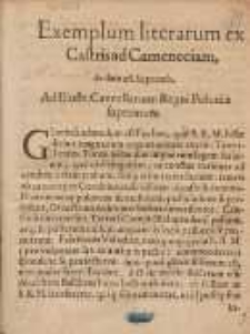 Exemplum literarum ex Castris ad Camenciam, de data 26. Septemb. Ad Illustr. Cancellarium Regni Poloniæ supremum.