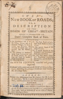 Owen's New Book Of Roads; Or, A Description Of the Roads Of Great-Britain. Being A Companion To Owen's Complete Book of Fairs [...]