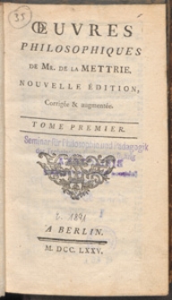Oeuvres Philosophiques. T. 1