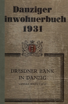 Danziger Einwohnerbuch : mit allen eingemeindeten Vororten und Zoppot 1931