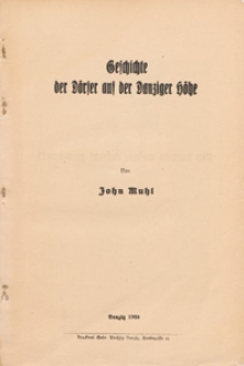 Geschichte der Dörfer auf der Danziger Höhe