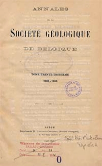 Annales de la Société Geologique de Belgique. T. 33