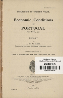 Economic Conditions in Portugal. Dated March, 1930. Report