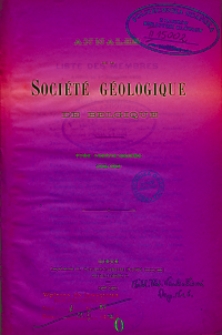 Annales de la Société Geologique de Belgique. T. 36
