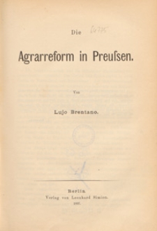 Die Agrarreform in Preussen