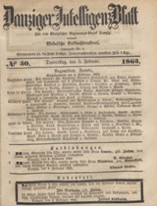 Danziger Intelligenz Blatt für den Königlichen Regierungs-Bezirk Danzig, 1863.01.03 nr 2