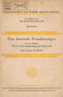 &Uuml;ber historische Periodisierungen mit besonderem Blick auf die Grenze zwischen Mittelalter und Neuzeit