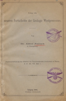 Ueber die neueren Fortschritte der Geologie Westpreussens