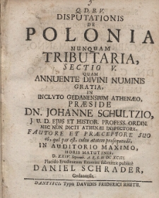 Disputationis De Polonia Nunquam Tributaria, Sectio [...]. Cz. 5