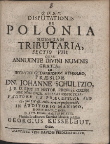 Disputationis De Polonia Nunquam Tributaria, Sectio [...]. Cz. 8