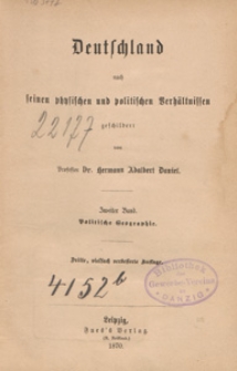 Deutschland nach seinen physischen und politischen Verthältnissen. Bd. 2, Politische Geographie