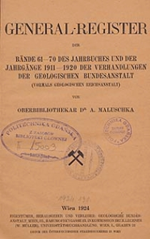 Jahrbuch der Geologischen Bundesanstalt. Bd. 61/70