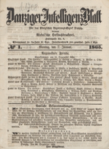 Danziger Intelligenz Blatt für den Königlichen Regierungs-Bezirk Danzig, 1865.01.02 nr 1