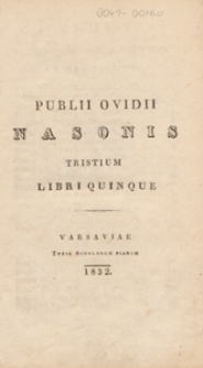 Publii Ovidii Nasonis Tristium libri quinque