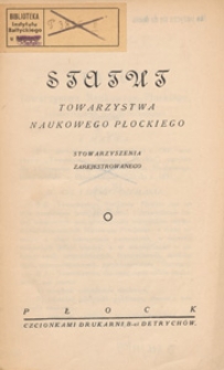 Statut Towarzystwa Naukowego Płockiego stowarzyszenia zarejestrowanego