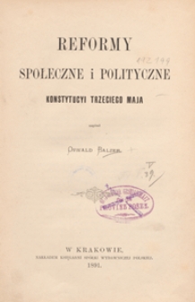 Reformy społeczne i polityczne Konstytucyi Trzeciego Maja