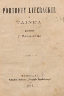 Portrety literackie z Taine'a