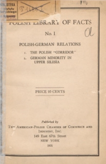 Polish-German relations : the Polish "Corridor", German minority in Upper Silesia