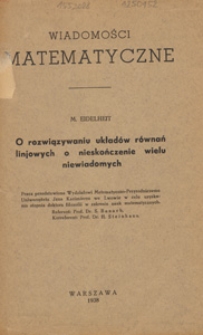 O rozwiązywaniu układ&oacute;w r&oacute;wnań linjowych o nieskończenie wielu niewiadomych