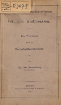 Ost- und Westpreussen : ein Wegweiser durch die Zeitschriftenliteratur