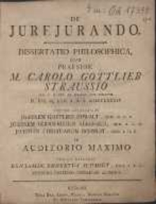De Jure Jurando : Dissertatio Philosophica, Quam Praeside M.