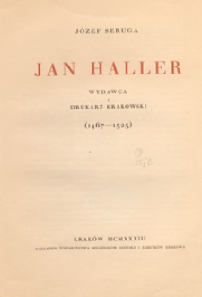 Jan Haller : wydawca i drukarz krakowski (1467-1525)