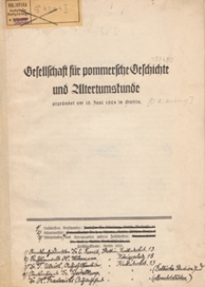 Gesellschaft für pommersche Geschichte und Altertumskunde : gegründet am 15. Juni 1824 in Stettin