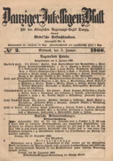 Danziger Intelligenz Blatt für den Königlichen Regierungs-Bezirk Danzig, 1866.01.03 nr 2