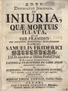 Disputatio Juridica de Iniuria, quae Mortuis Illata...