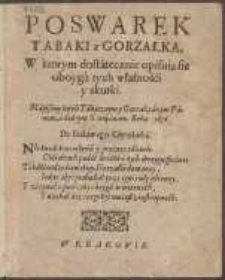 Poswarek Tabaki z Gorzałka, [...] Nàpisàny [...] Roku 1636 [...].