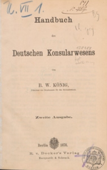 Handbuch des Deutschen Konsularwesens