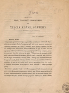 List otwarty xięcia Władysława Czartoryskiego do xięcia Adama Sapiehy, b. komisarza pełnomocnego Rządu Narodowego
