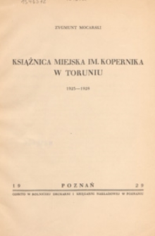 Książnica Miejska im. Kopernika w Toruniu 1923-1928