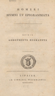 Homeri hymni et epigrammata