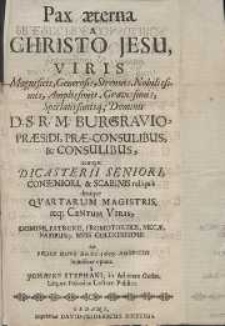 Pax æterana A Christo Jesu [...] Sub Felici Novi Anni 1679. Auspicio humiliter optata