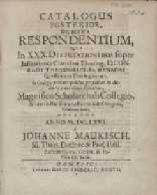 Catalogus posterior, Nomina Respondentium [...] oblatus Anno MDCLXVI /