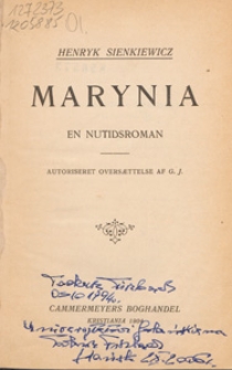 Marynia : en nutidsroman