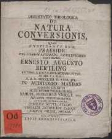 Dissertatio Theologica De Natvra Conversationis