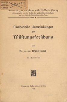 Methodische Untersuchungen zur Wüstungsforschung