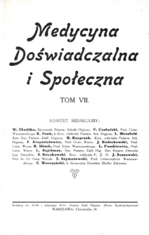 Medycyna Doświadczalna i Społeczna : T. 7, z. 1/2-5/6 1927