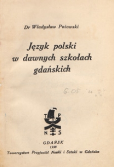 Język polski w dawnych szkołach gdańskich