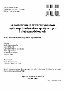 Laboratorium z towaroznawstwa wybranych artykuł&oacute;w spożywczych i nieżywnościowych